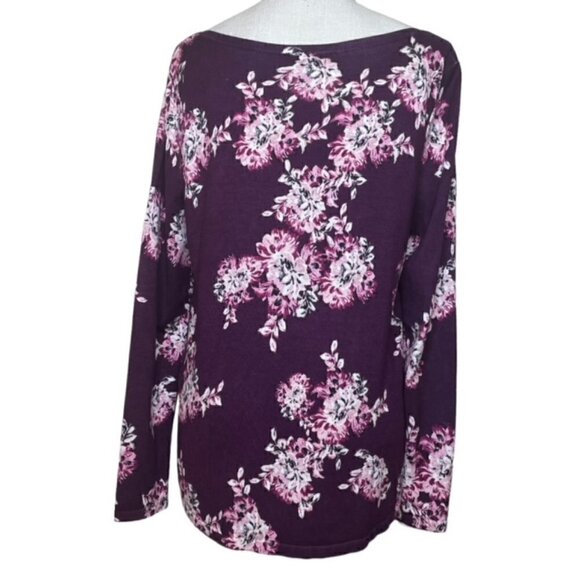 CHICO'S Floral Bateau-Neck Pullover Sweater - Size Medium - Picture 3 of 8